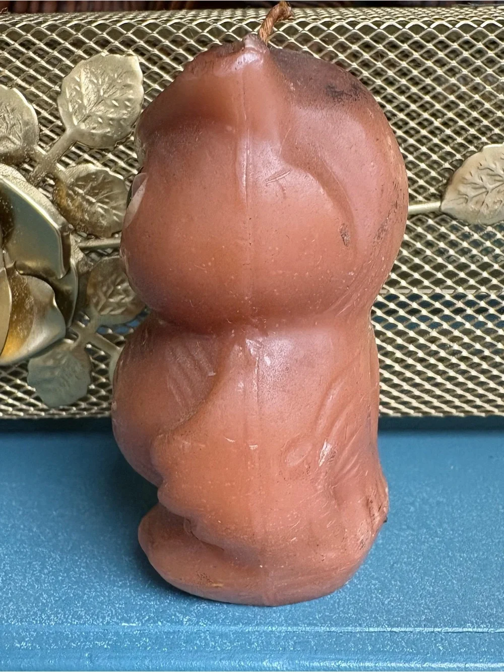 Vintage 70’s Brown Owl Candle with Green Eyes